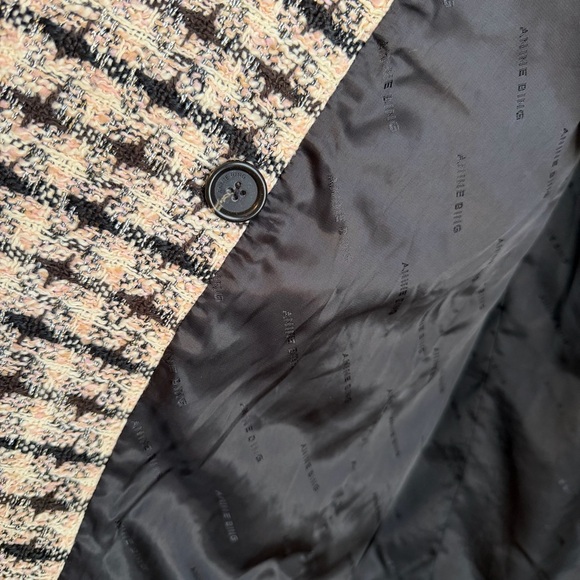 Anine Bing Diana Double Breasted Relaxed Fit Blazer in Apricot Tweed, X-Large - Picture 15 of 15